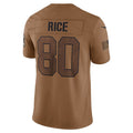 SF.49ers #80 Jerry Rice Brown Salute To Service Retired Player Limited Fotball Stitched Jersey