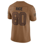 SF.49ers #80 Jerry Rice Brown Salute To Service Retired Player Limited Fotball Stitched Jersey