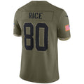 SF.49ers #80 Jerry Rice Olive Salute To Service Retired Player Limited Fotball Stitched Jersey