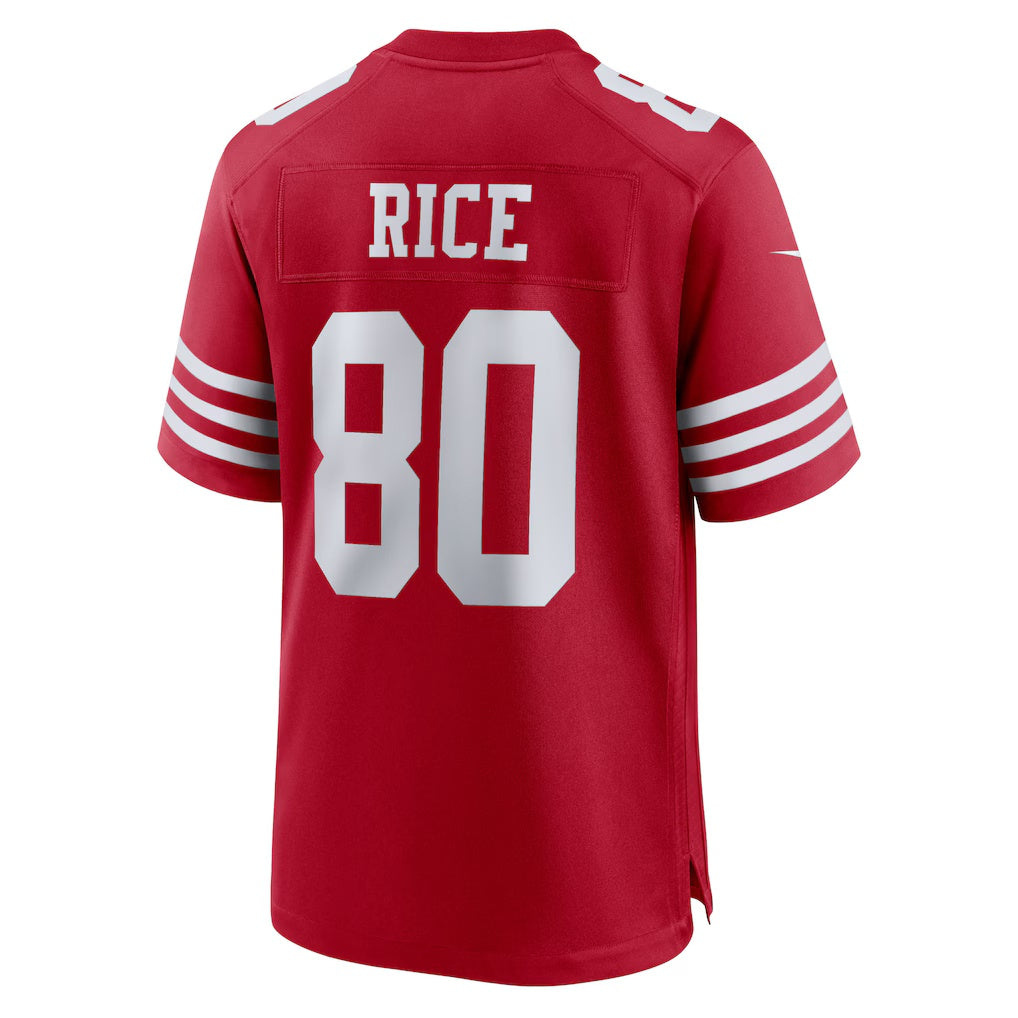 SF.49ers #80 Jerry Rice Scarlet Retired Game Player Fotball Stitched Jersey