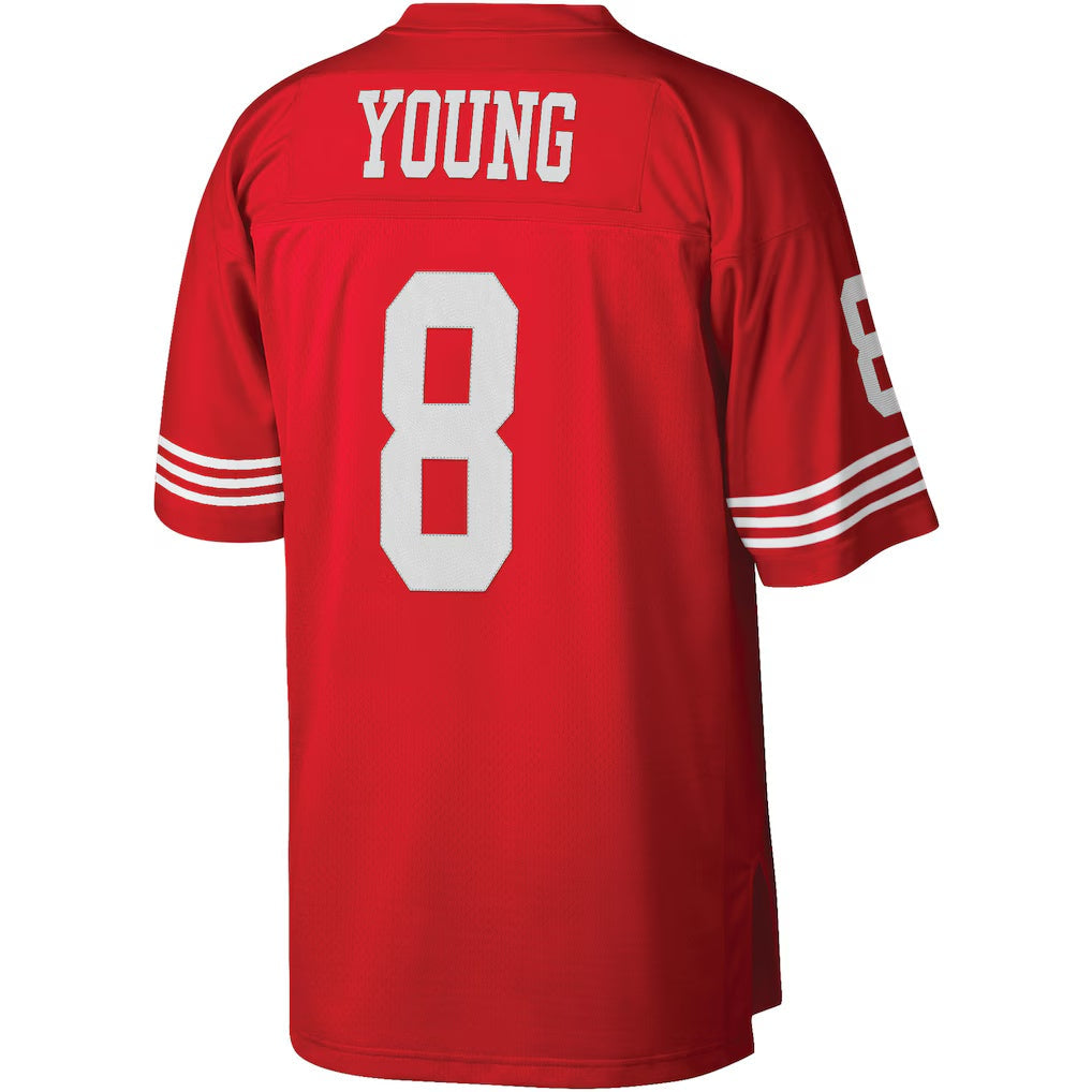 SF.49ers #8 Steve Young Mitchell & Ness Scarlet Legacy Replica Fotball Stitched Jersey
