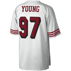 SF.49ers #97 Bryant Young Mitchell & Ness White Legacy Replica Fotball Stitched Jersey