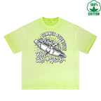 Summer Adventure Printed Dirty WashT-Shirt 230G Multicolor Loose Trendy Fashionable 100%Cotton Short Sleeve Top