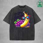 You Drive Me BananasInterest Printed Washed T-Shirt 230G Loose Trendy Fashionable 100%Cotton Short Sleeve Top