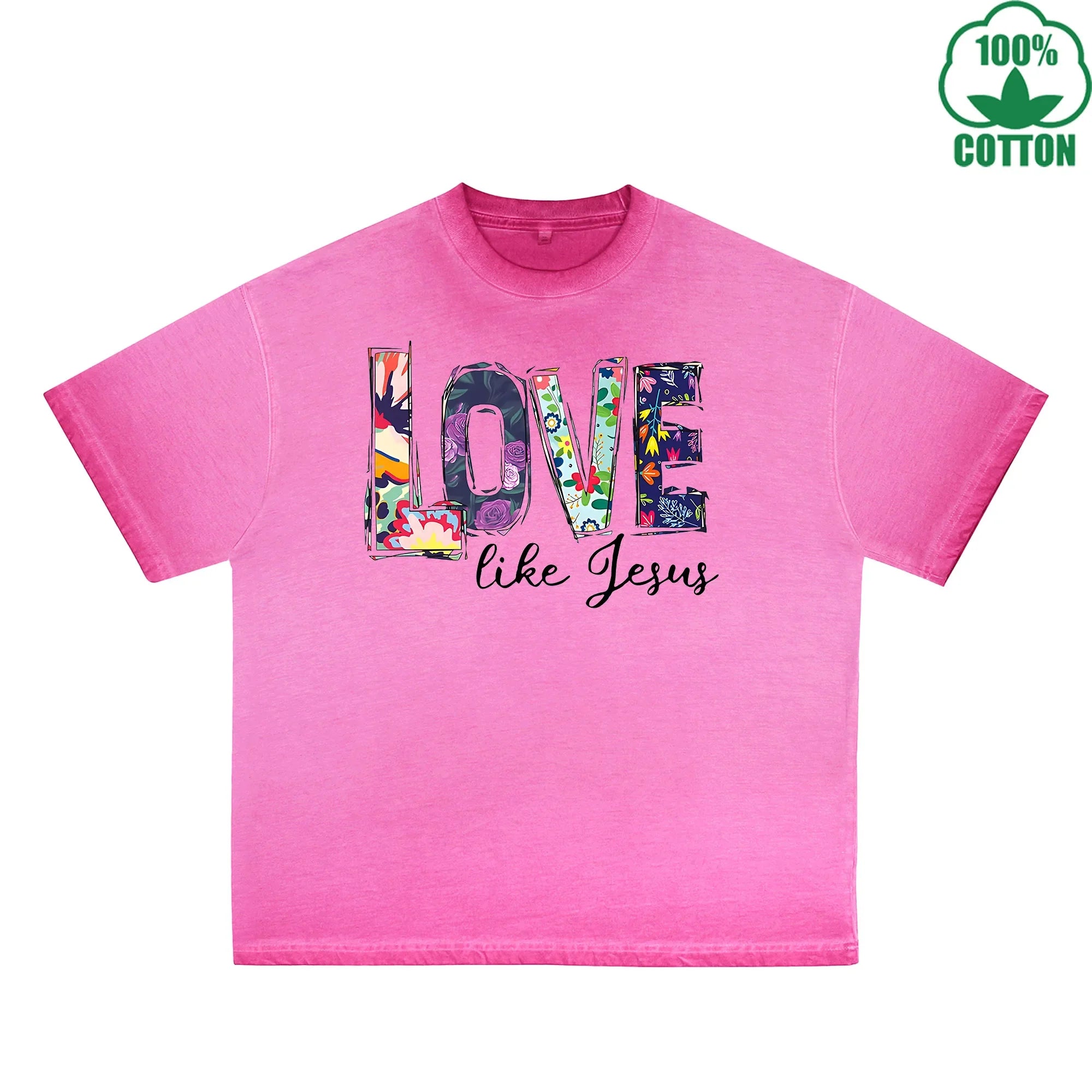 Love Printed Dirty WashT-Shirt 230G Multicolor Loose Trendy Fashionable 100%Cotton Short Sleeve Top