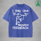 I Give Negative FeedbackInterest Printed Washed T-Shirt 230G Loose Trendy Fashionable 100%Cotton Short Sleeve Top