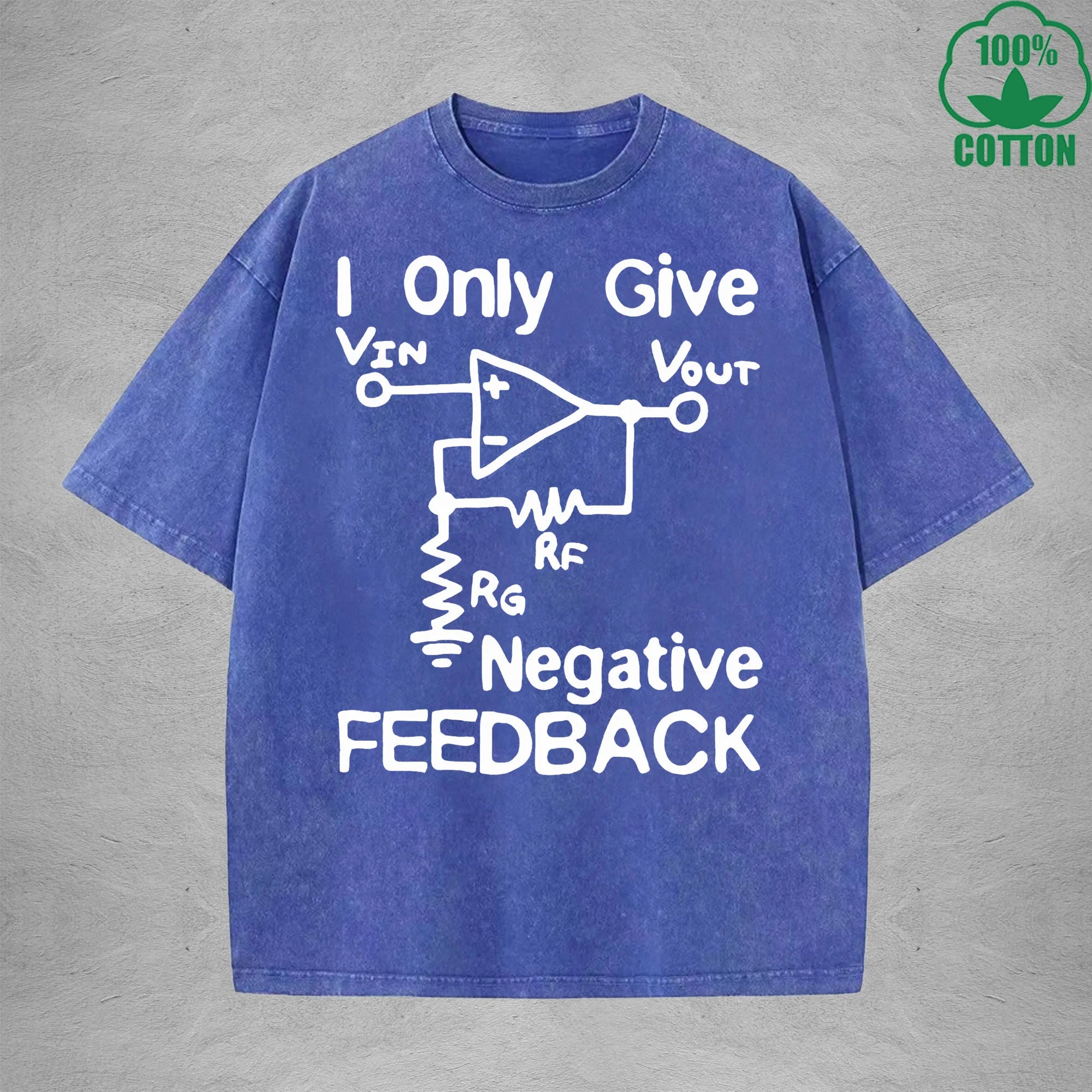 I Give Negative FeedbackInterest Printed Washed T-Shirt 230G Loose Trendy Fashionable 100%Cotton Short Sleeve Top
