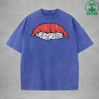 Cute SushiInterest Printed Washed T-Shirt 230G Multicolor Loose Trendy Fashionable 100%Cotton Short Sleeve Top