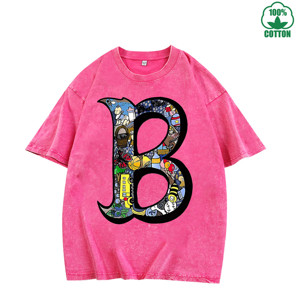 Quirky B World Trendy Loose Fit T-Shirt with Fun Print, 230G Washed, Fashionable Cotton Short Sleeve TopThe Best Gift Choice