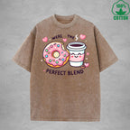 Were The Perfect BlendInterest Printed Washed T-Shirt 230G Loose Trendy Fashionable 100%Cotton Short Sleeve Top