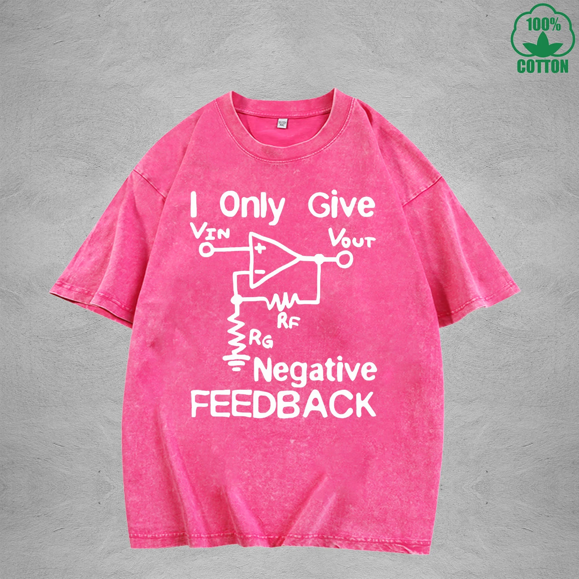 I Give Negative FeedbackInterest Printed Washed T-Shirt 230G Loose Trendy Fashionable 100%Cotton Short Sleeve Top