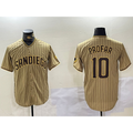 San Diego Padres #10 Jurickson Profar Khaki Team Logo Cool Baseball Jersey