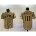 San Diego Padres #10 Jurickson Profar Khaki Team Logo Cool Baseball Jersey
