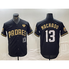 San Diego Padres #13 Manny Machado Black Gold With Patch Cool Base Stitched Baseball Jersey