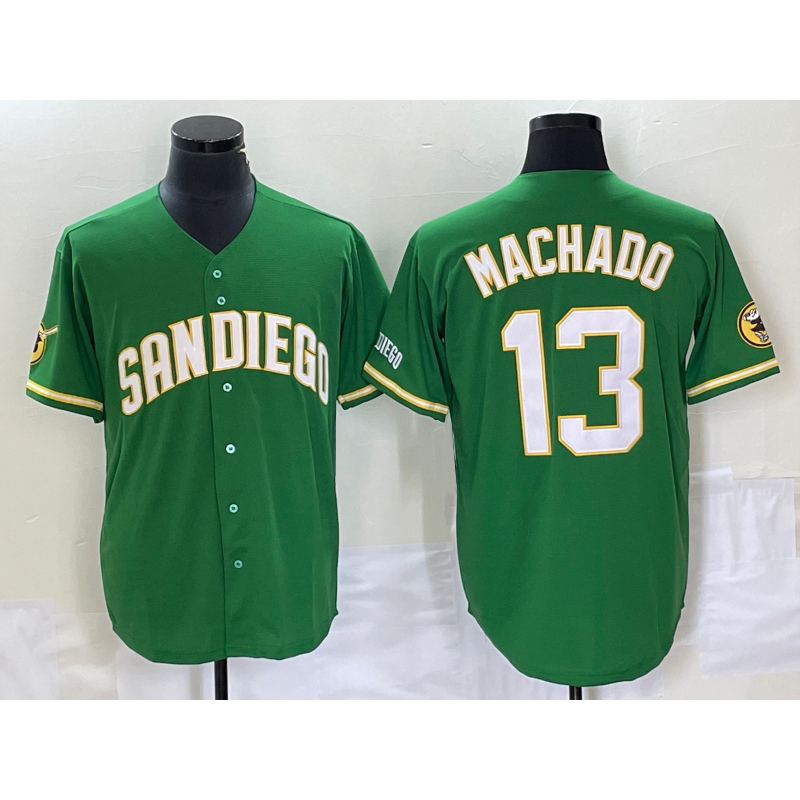 San Diego Padres #13 Manny Machado Green Cool Base Stitched Baseball Jersey