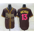 San Diego Padres #13 Manny Machado Number Brown NEW 2023 City Connect Cool Base Stitched Baseball Jersey