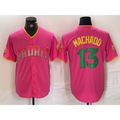 San Diego Padres #13 Manny Machado Pink Cool Base Stitched Baseball Jersey