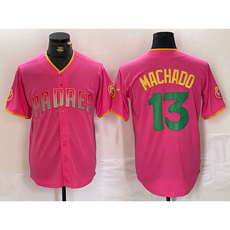 San Diego Padres #13 Manny Machado Pink Cool Base Stitched Baseball Jersey