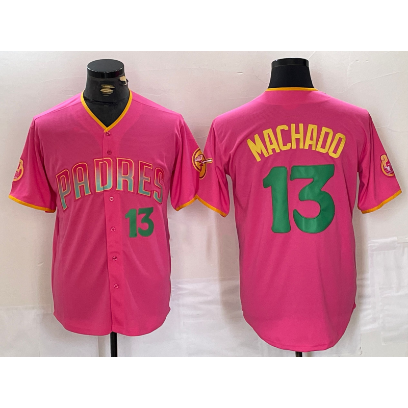 San Diego Padres #13 Manny Machado Pink Cool Base Stitched Baseball Jersey