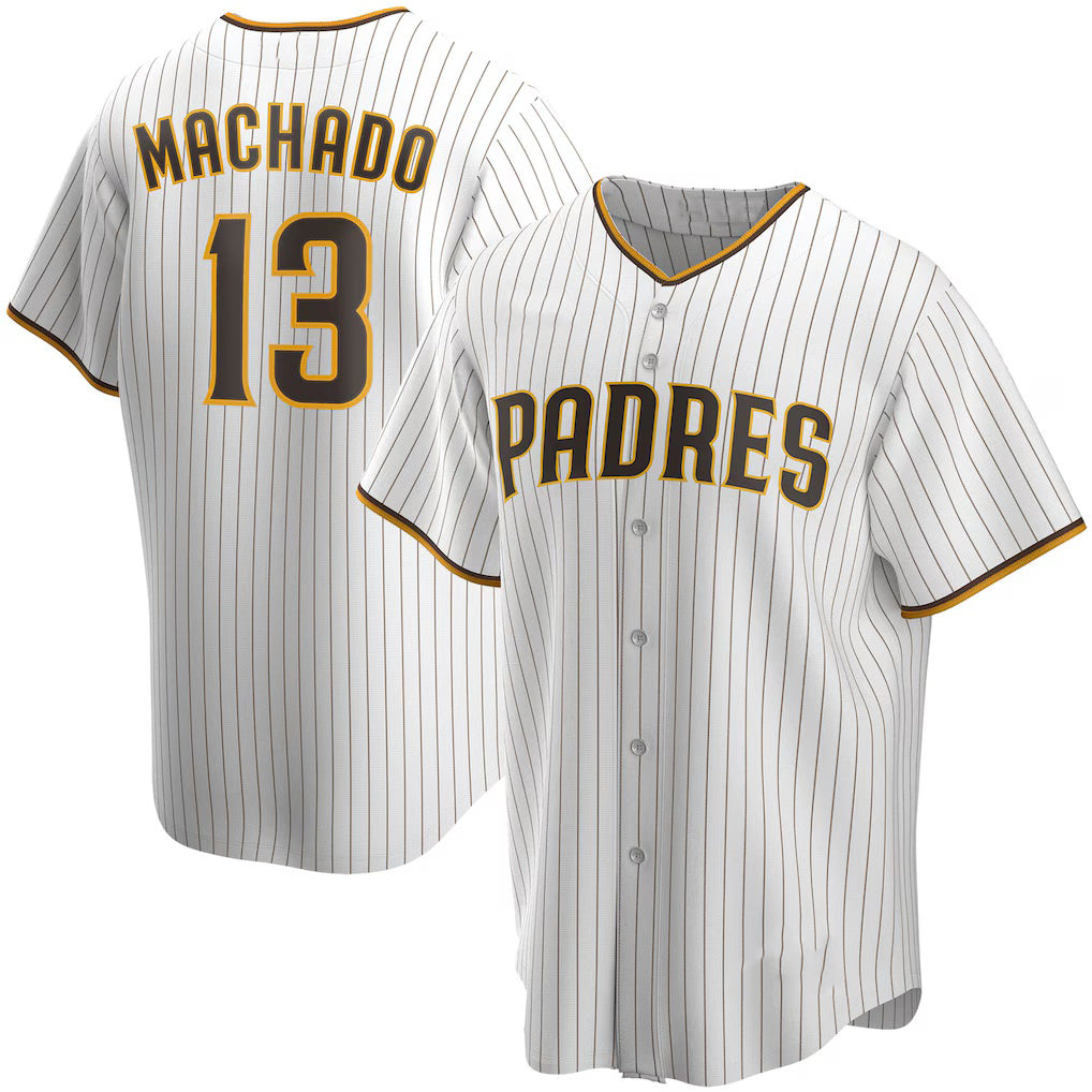 San Diego Padres #13 Manny Machado White Home Replica Player Baseball Jersey