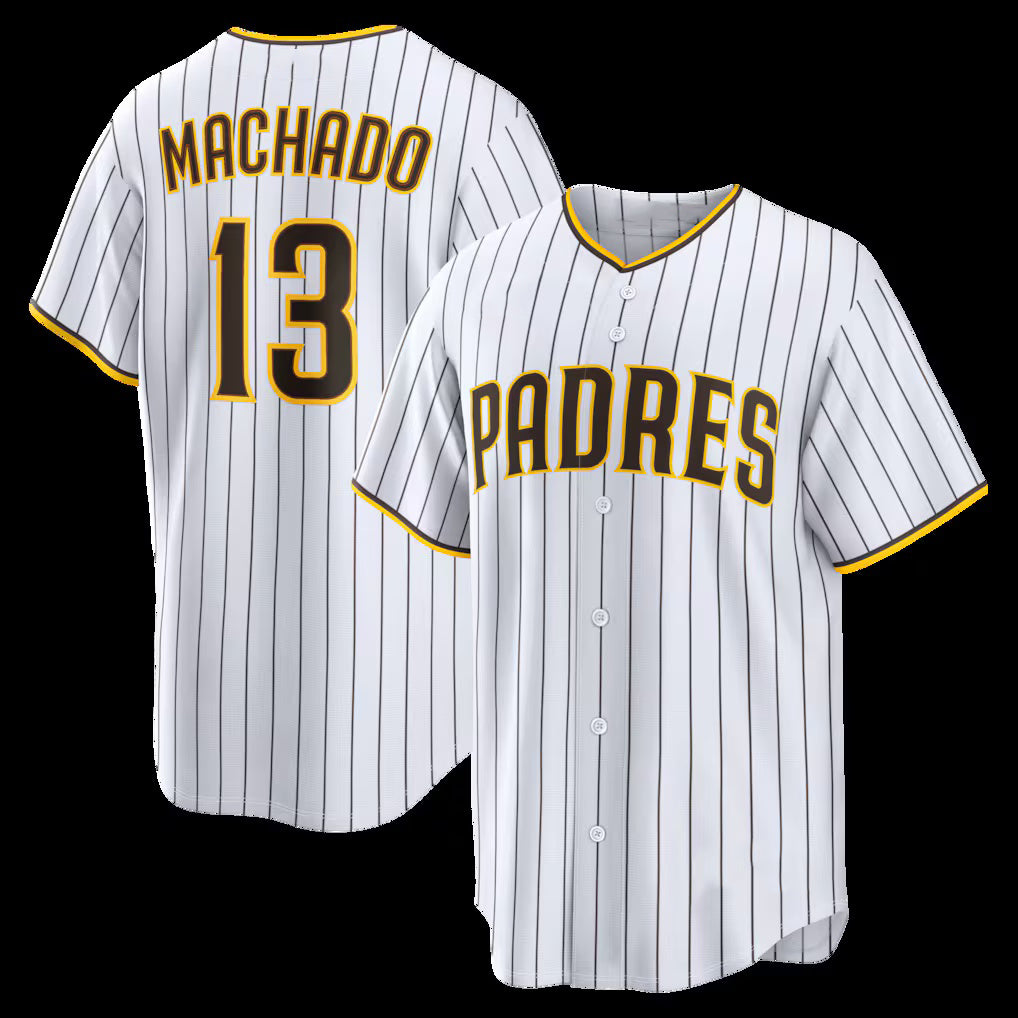 San Diego Padres #13 Manny Machado White Home Replica Player Baseball Jersey