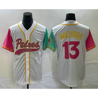 San Diego Padres #13 Manny Machado White NEW 2023 City Connect Cool Base Stitched Baseball Jersey