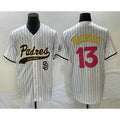 San Diego Padres #13 Manny Machado White Pinstripe 2023 City Connect Cool Base Stitched Baseball Jersey