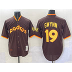 San Diego Padres #19 Tony Gwynn Brown Throwback Stitched Baseball Jersey