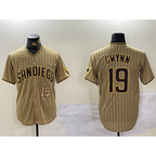 San Diego Padres #19 Tony Gwynn Khaki Team Logo Cool Baseball Jersey