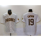 San Diego Padres #19 Tony Gwynn White Team Logo Stitched Cool Baseball Jersey