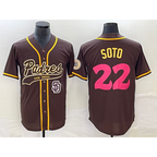 San Diego Padres #22 Juan Soto Brown NEW 2023 City Connect Cool Base Stitched Baseball Jersey