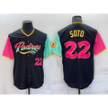 San Diego Padres #22 Juan Soto Number Black 2022 City Connect Cool Base Stitched Baseball Jersey