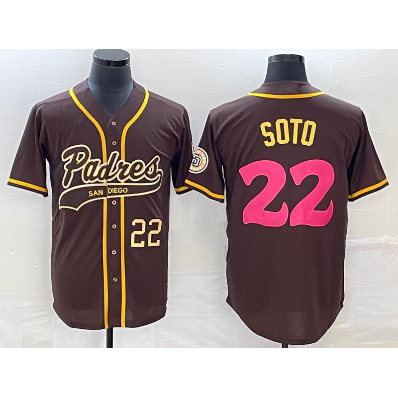 San Diego Padres #22 Juan Soto Number Brown NEW 2023 City Connect Cool Base Stitched Baseball Jersey