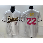 San Diego Padres #22 Juan Soto White Pinstripe 2023 City Connect Cool Base Stitched Baseball Jersey