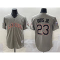San Diego Padres #23 Fernando Tatis Jr. Gray Fashion Throwback With Patch Cool Base Stitched Baseball Jersey