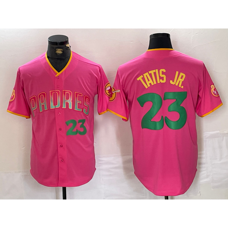 San Diego Padres #23 Fernando Tatis Jr. Pink Cool Base Stitched Baseball Jersey