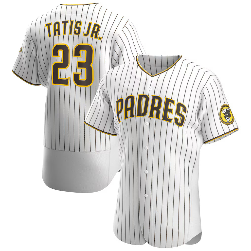 San Diego Padres #23 Fernando Tatís Jr. White-Brown Home Authentic Player Baseball Jersey