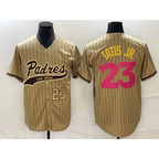 San Diego Padres #23 Fernando Tatis Jr Number Tan NEW 2023 City Connect Cool Base Stitched Baseball Jersey