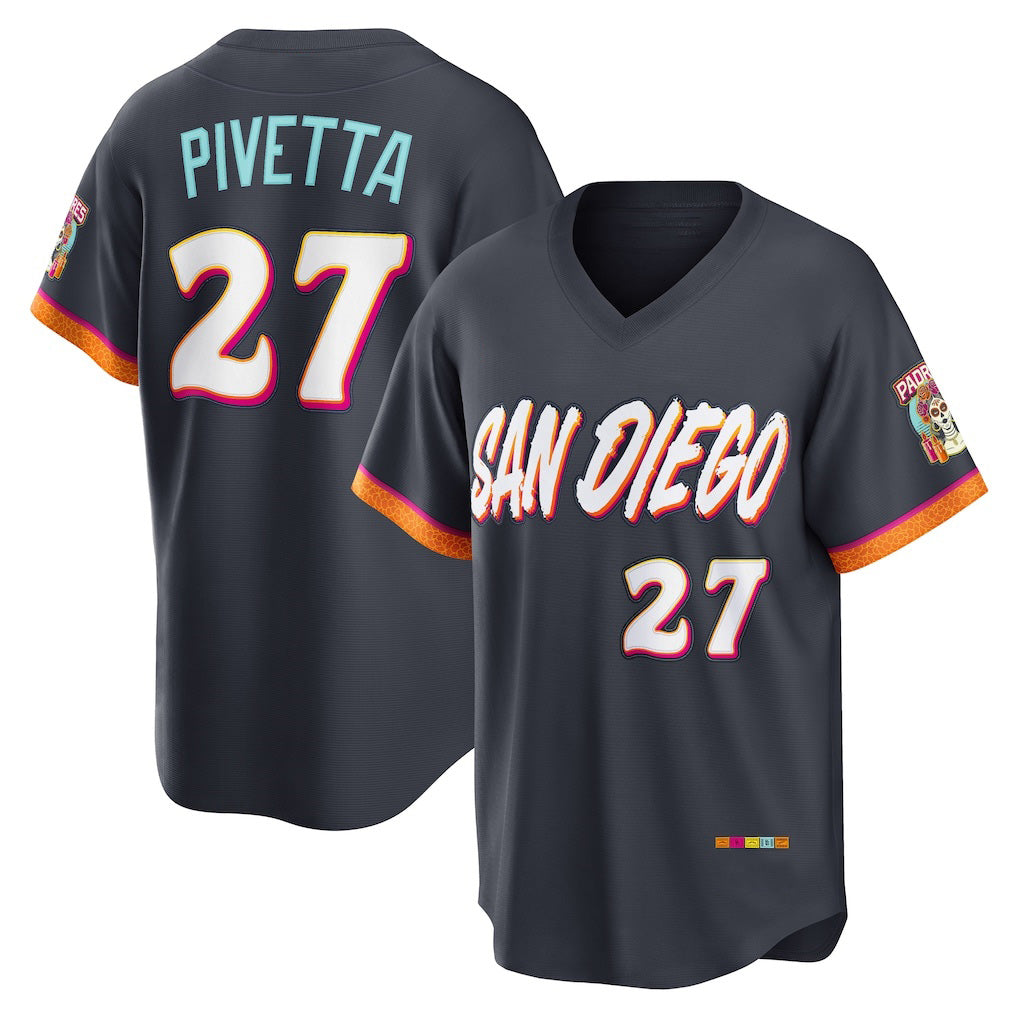 San Diego Padres #27 Nick Pivetta Obsidian 2026 City Connect Stadium Baseball Jersey