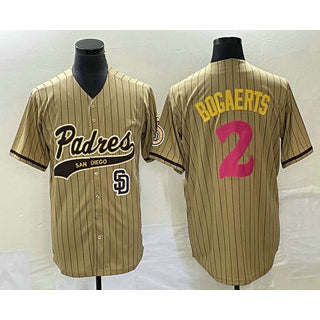 San Diego Padres #2 Xander Bogaerts Tan Pinstripe 2023 City Connect Cool Base Stitched Baseball Jersey