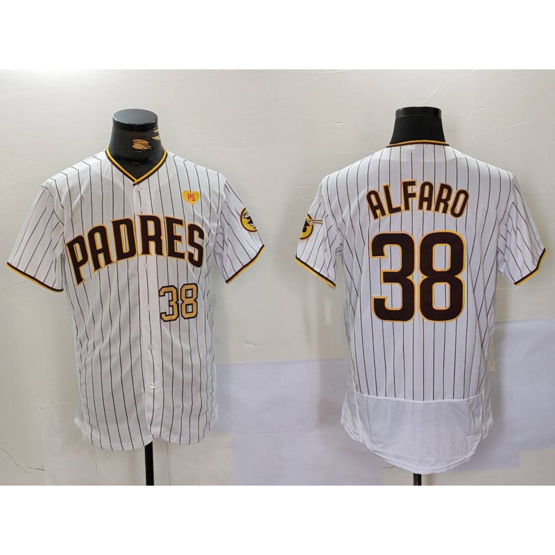 San Diego Padres #38 Jorge Alfaro White With PS Patch Stitched Flex Baseball Jersey