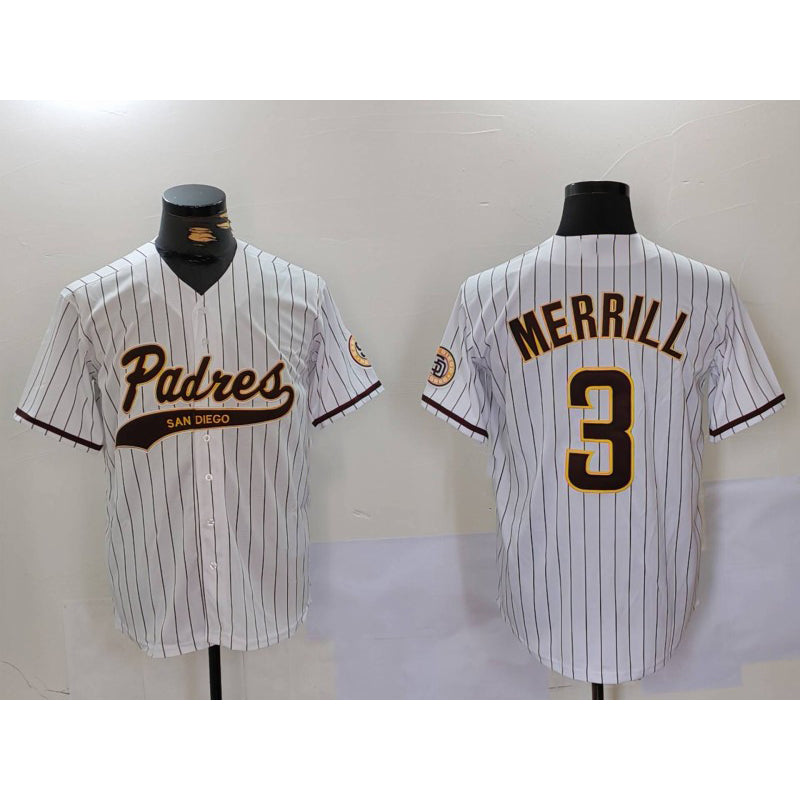 San Diego Padres #3 Jackson Merrill White 2023 Cool Base Stitched Baseball Jersey