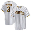 San Diego Padres #3 Jackson Merrill White Home Replica Baseball Jersey