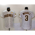 San Diego Padres #3 Jackson Merrill White With PS Patch Stitched Flex Base Baseball Jersey