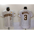 San Diego Padres #3 Jackson Merrill White With PS Patch Stitched Flex Base Baseball Jersey