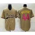 San Diego Padres #44 Joe Musgrove Number Tan Pinstripe 2023 City Connect Cool Base Stitched Baseball Jersey