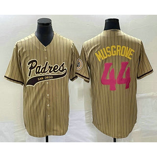 San Diego Padres #44 Joe Musgrove Tan Pinstripe 2023 City Connect Cool Base Stitched Baseball Jersey