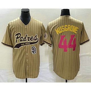 San Diego Padres #44 Joe Musgrove Tan Pinstripe 2023 City Connect Cool Base Stitched Baseball Jersey
