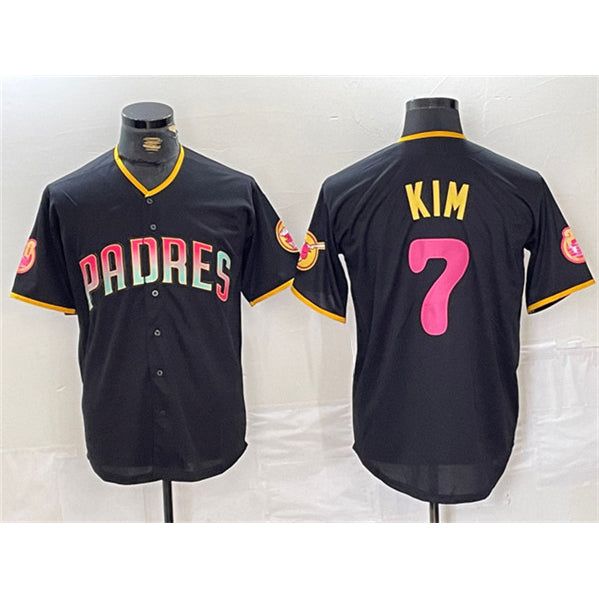 San Diego Padres #7 Ha-Seong Kim Black Cool Base Stitched Baseball Jersey
