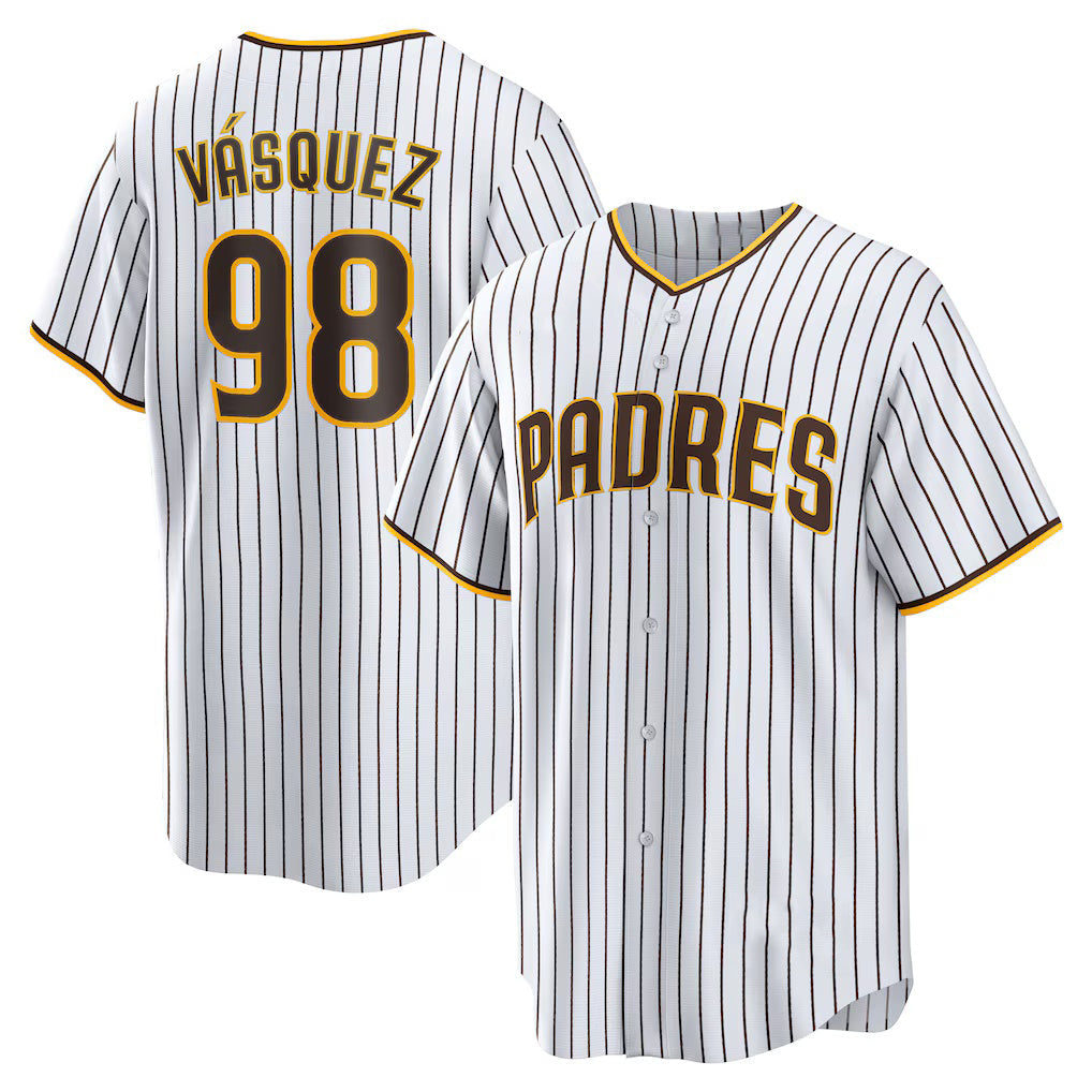 San Diego Padres #98 Randy Vasquez White Home Replica Baseball Jersey